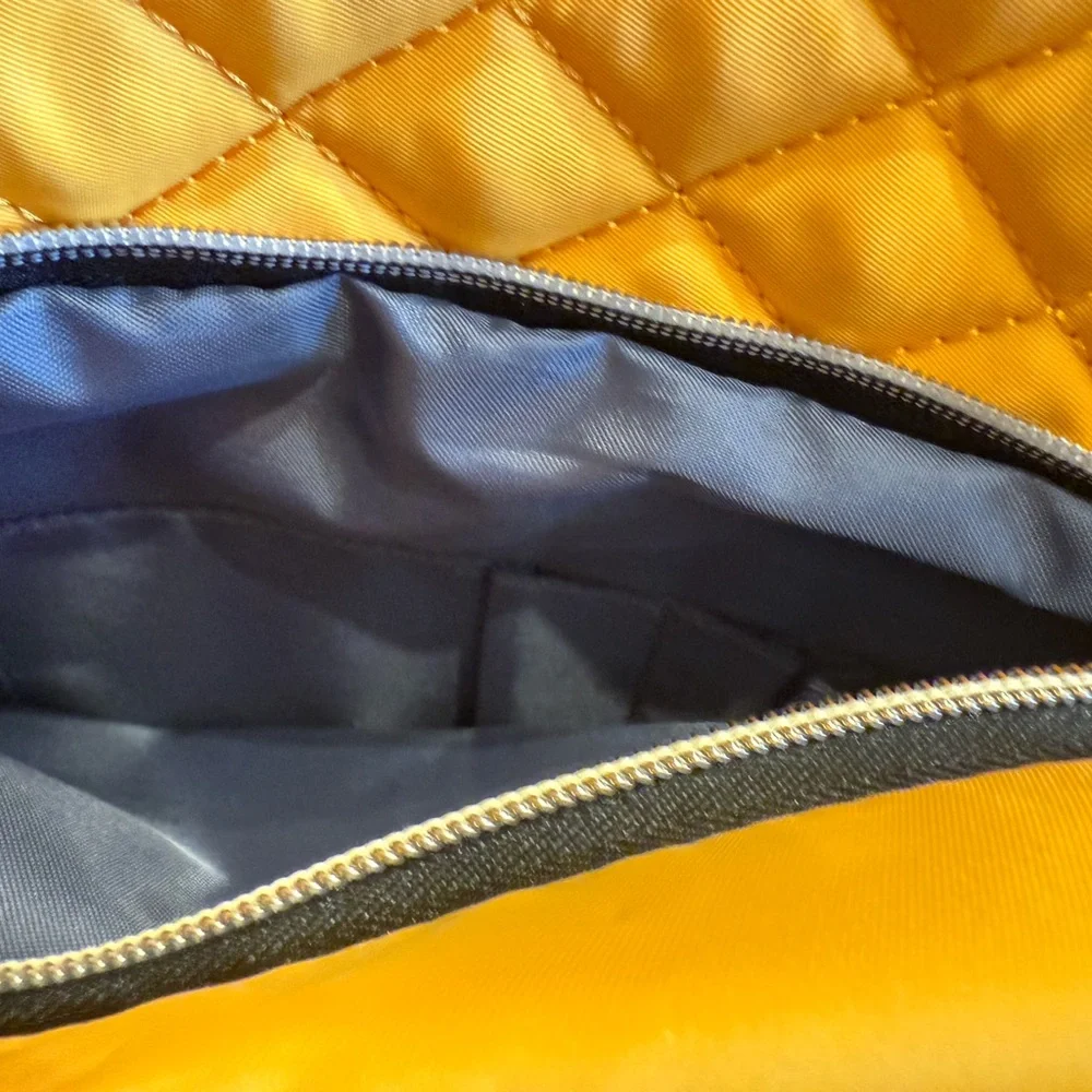 Yellow Quilted Laptop Messenger Bag